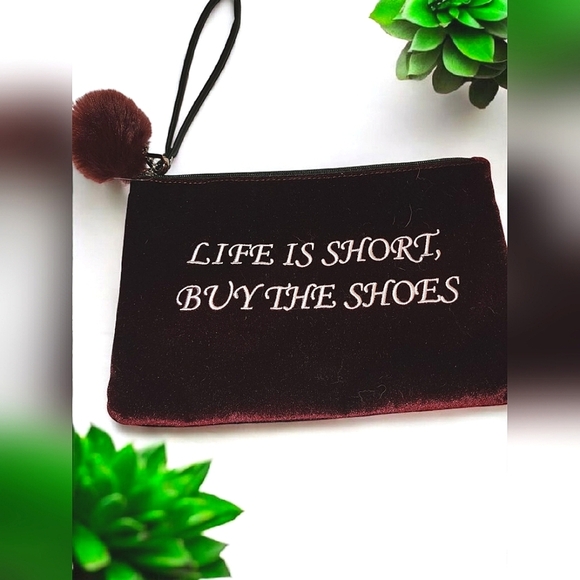 Maroon Velvet Pouch - Picture 1 of 2